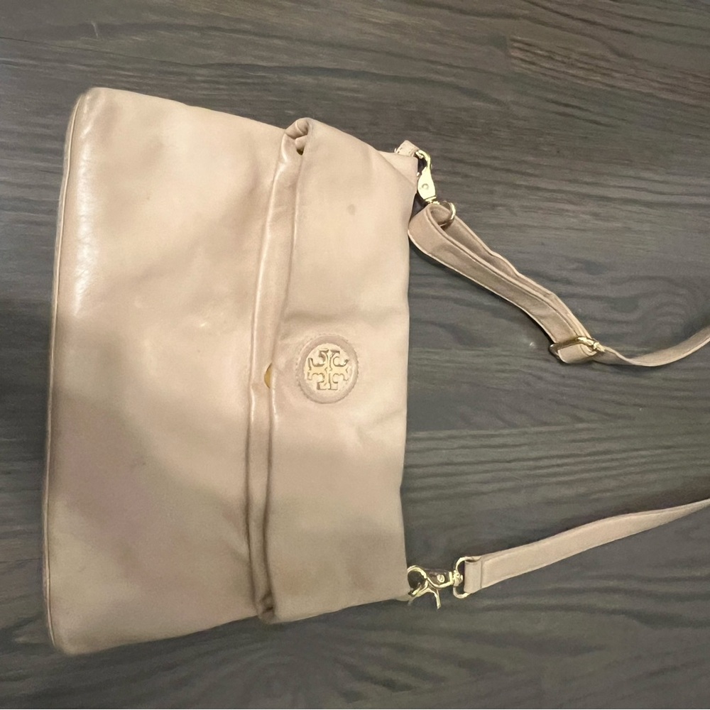 Tory Burch Cream Leather Crossbody Bag